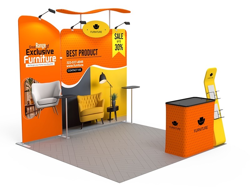 iWave Booth Display 10Ft x 10Ft w/ Free Dye Sub Graphics - SKU #11BR