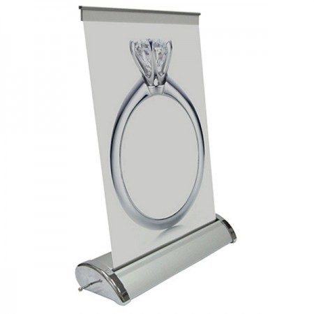 Mini 8" Retractable Banner Stand w/ Free Single Sided Graphic Print - SKU #6213-8